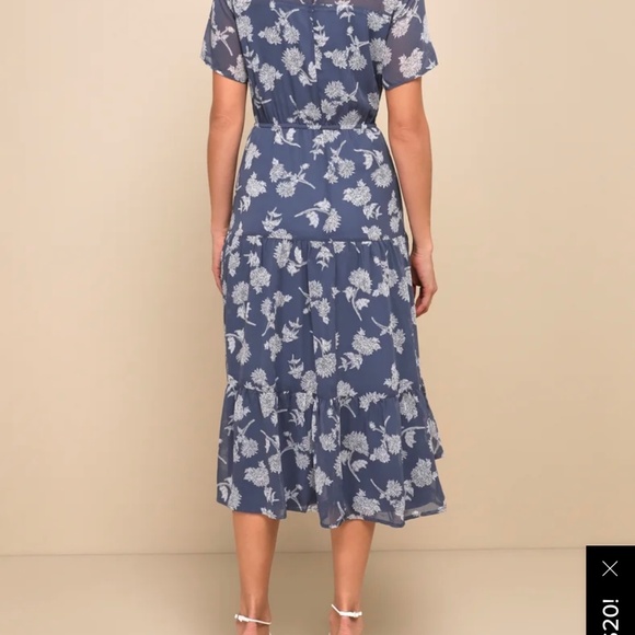 Lulu's Blue Floral Midi Dress - Picture 2 of 3